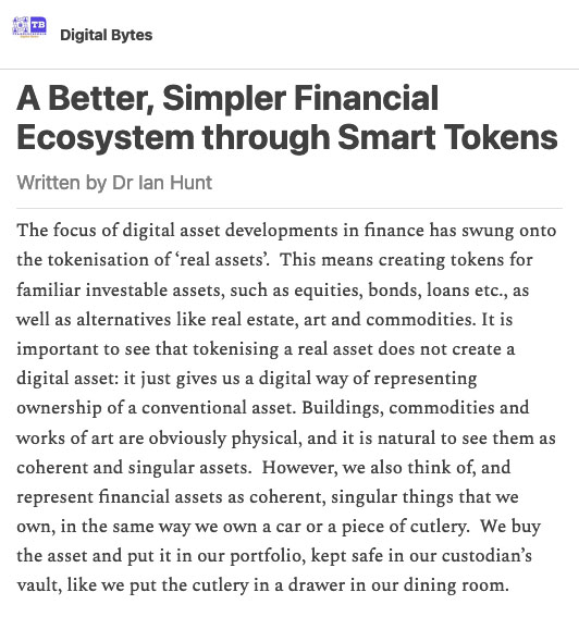 A Better, Simpler Financial Ecosystem through Smart Tokens